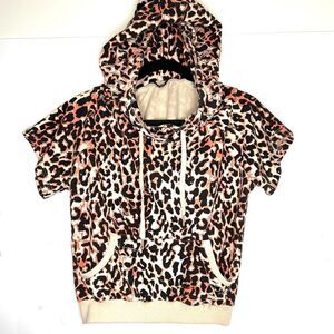DANCE&MARVEL Animal print distressed short sleeve Hoodie Small